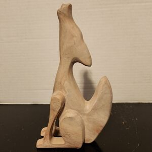 Vintage Howling Wolf Coyote Stone Marble Handcrafted Sculpture Figurine 8.5 Tall